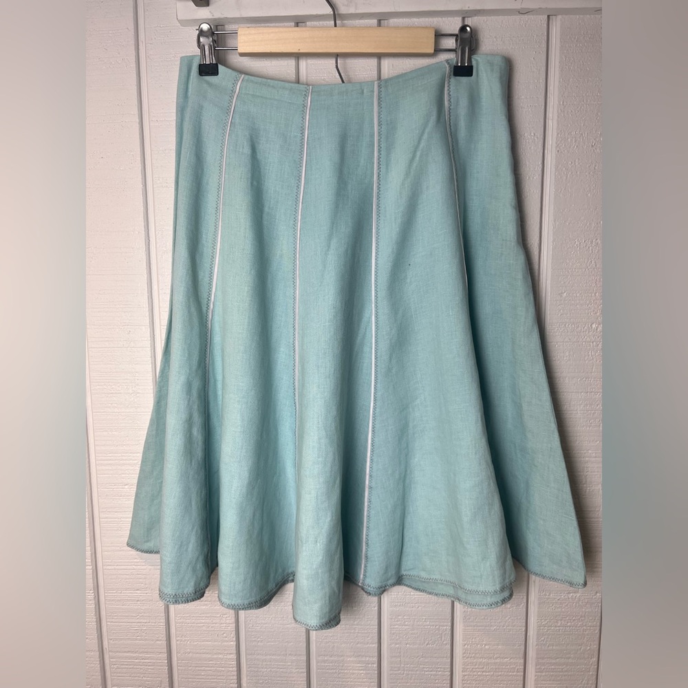 Boden Light Blue‎ A-Line 100% Linen Skirt size 14 R